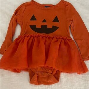 Old Navy Orange Pumpkin Face Baby Girl Dress Onesie